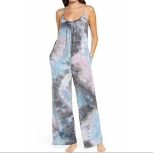 NWT SOCIALITE Sleeveless Wide Leg Jumpsuit In Blue Tie Dye